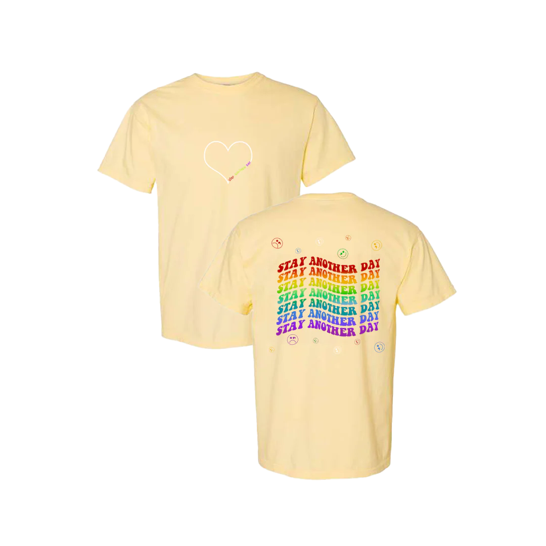 Stay Another Day Layered Rainbow Screen Printed T-shirt