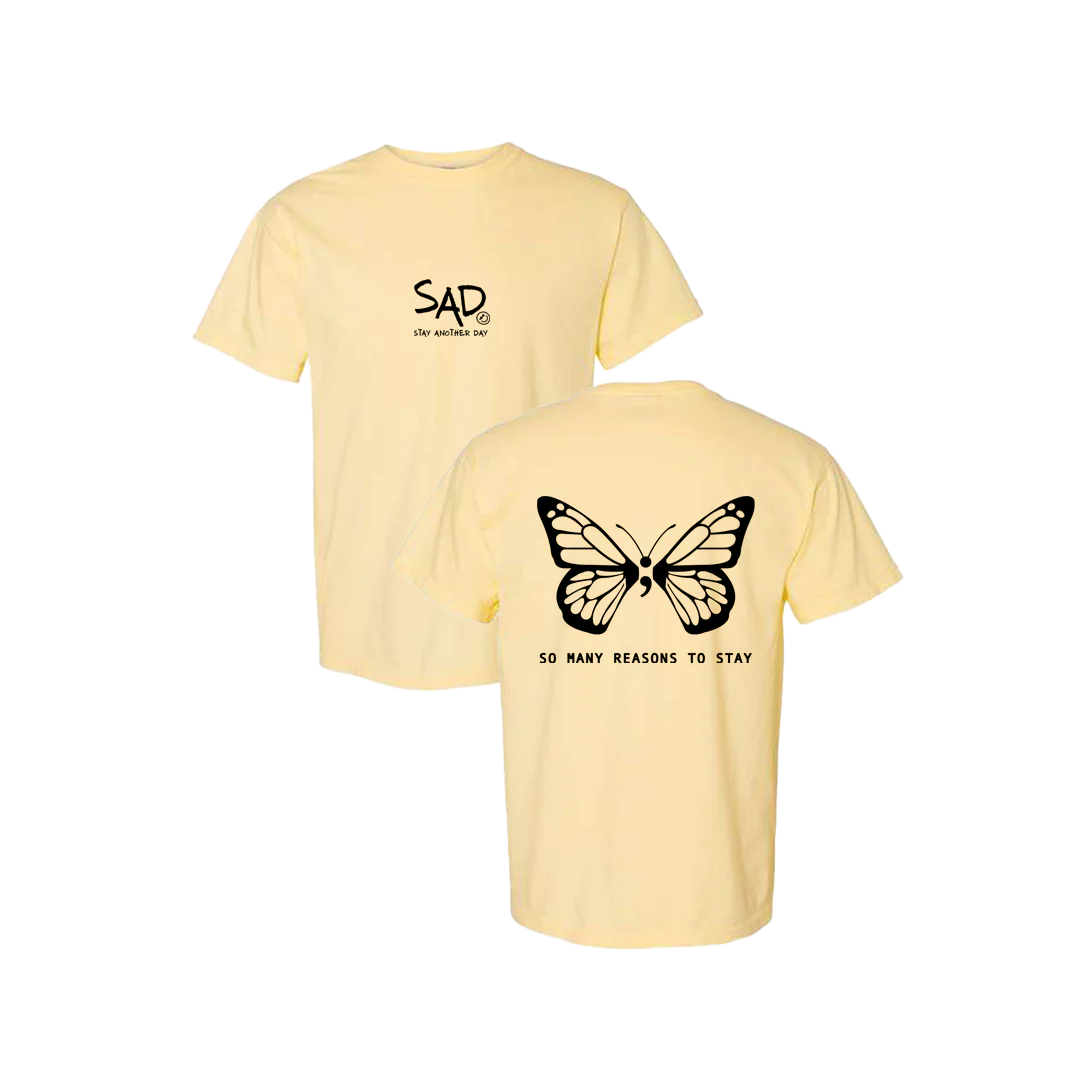 So Many Reasons To Stay Butterfly Screen Printed T-shirt