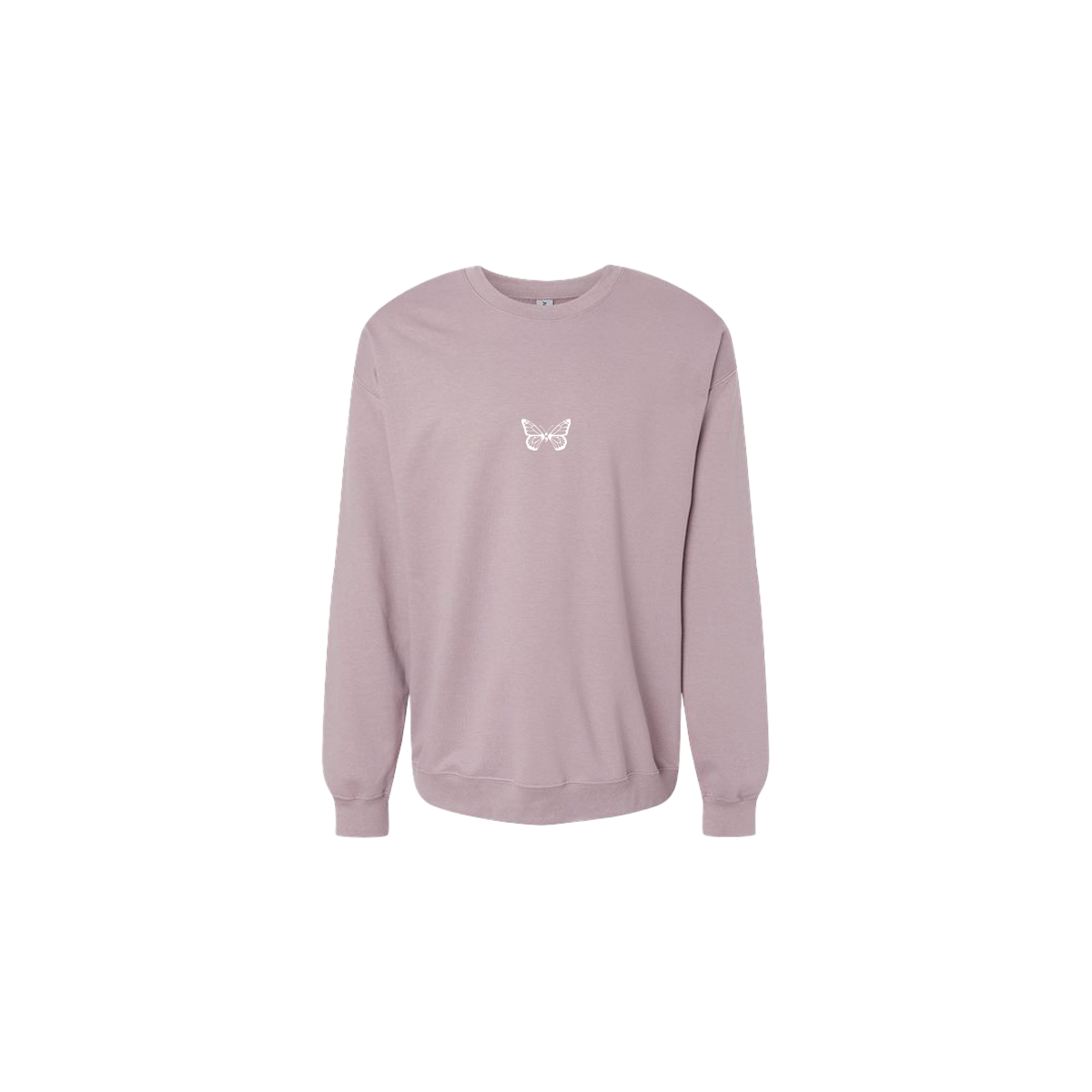 Butterfly Embroidered Mauve Crewneck - Mental Health Awareness Clothing