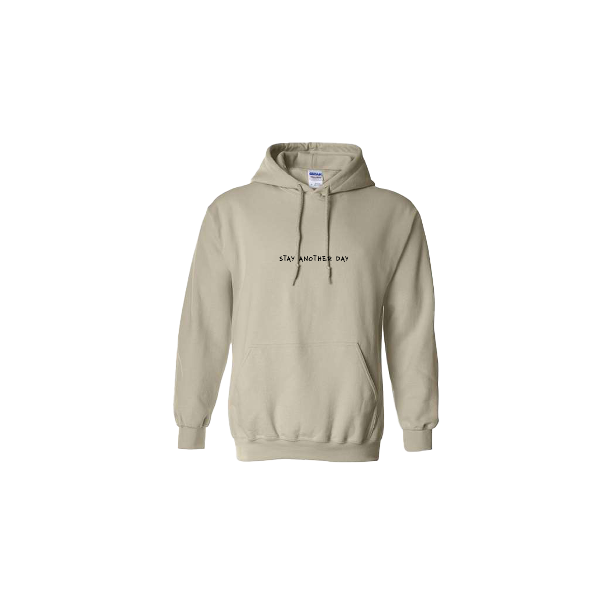 Stay Another Day Text Embroidered Beige Hoodie - Mental Health Awareness Clothing