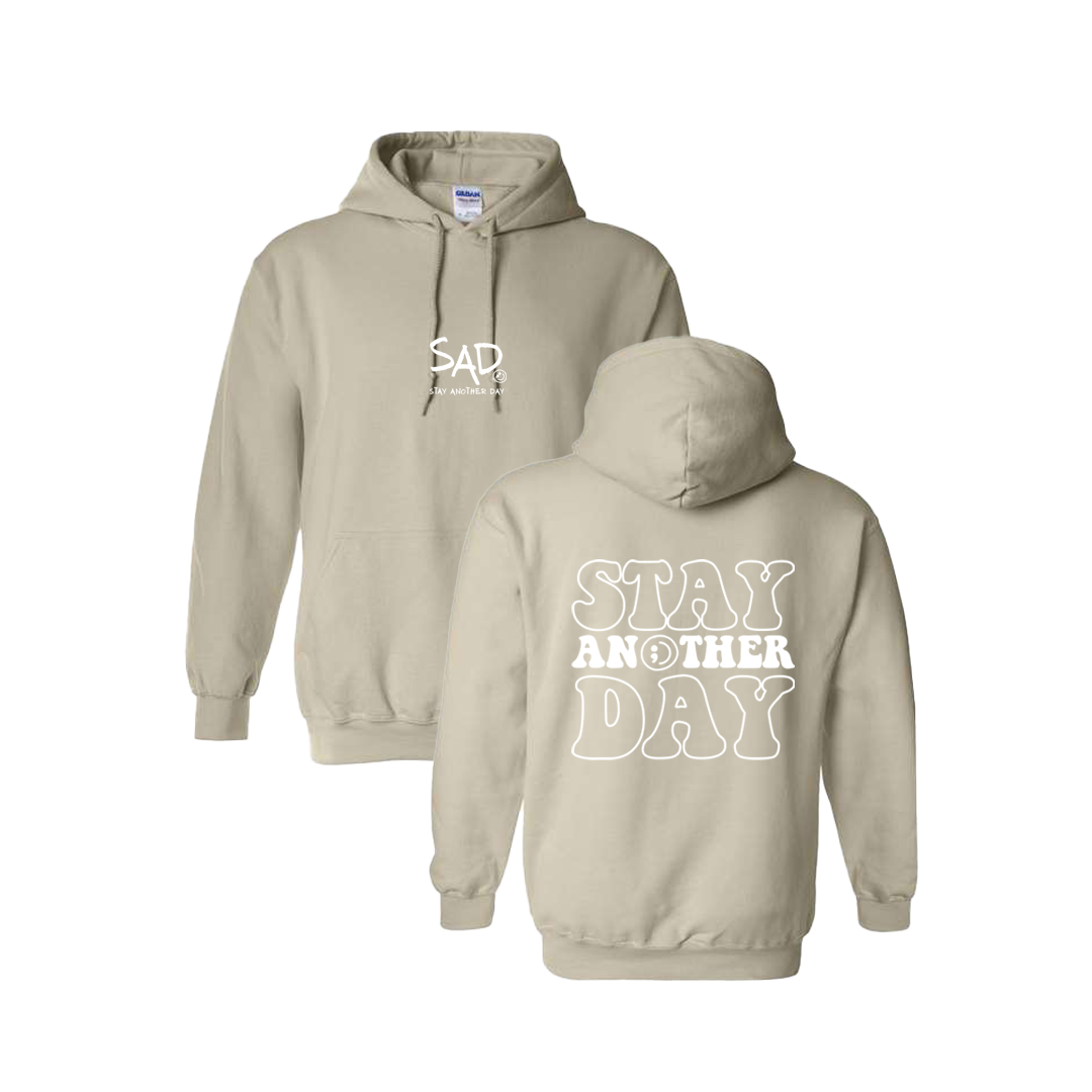 Stay Another Day Bubble Screen Printed Beige Hoodie - Mental Health Awareness Clothing