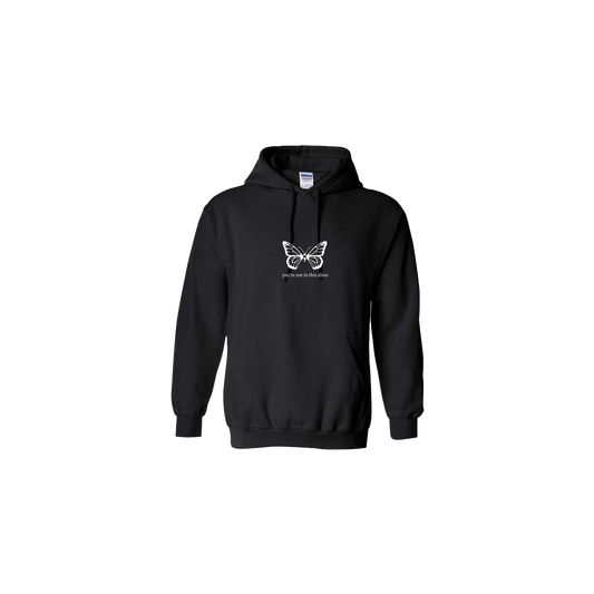 You're Not In This Alone Butterfly Embroidered Black Hoodie - Mental Health Awareness Clothing