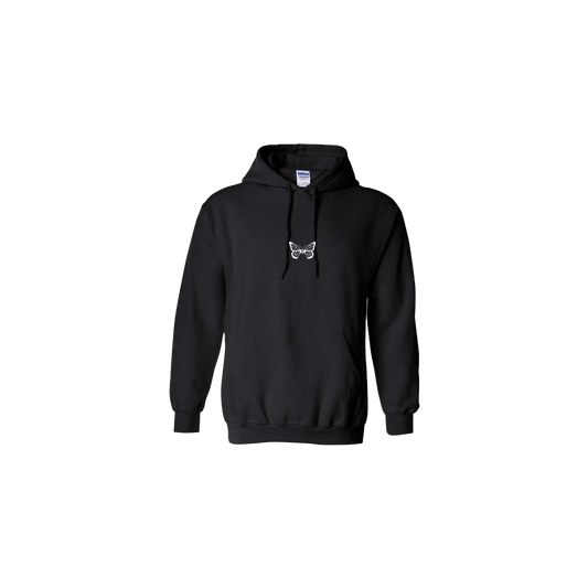 Butterfly Embroidered Black Hoodie - Mental Health Awareness Clothing