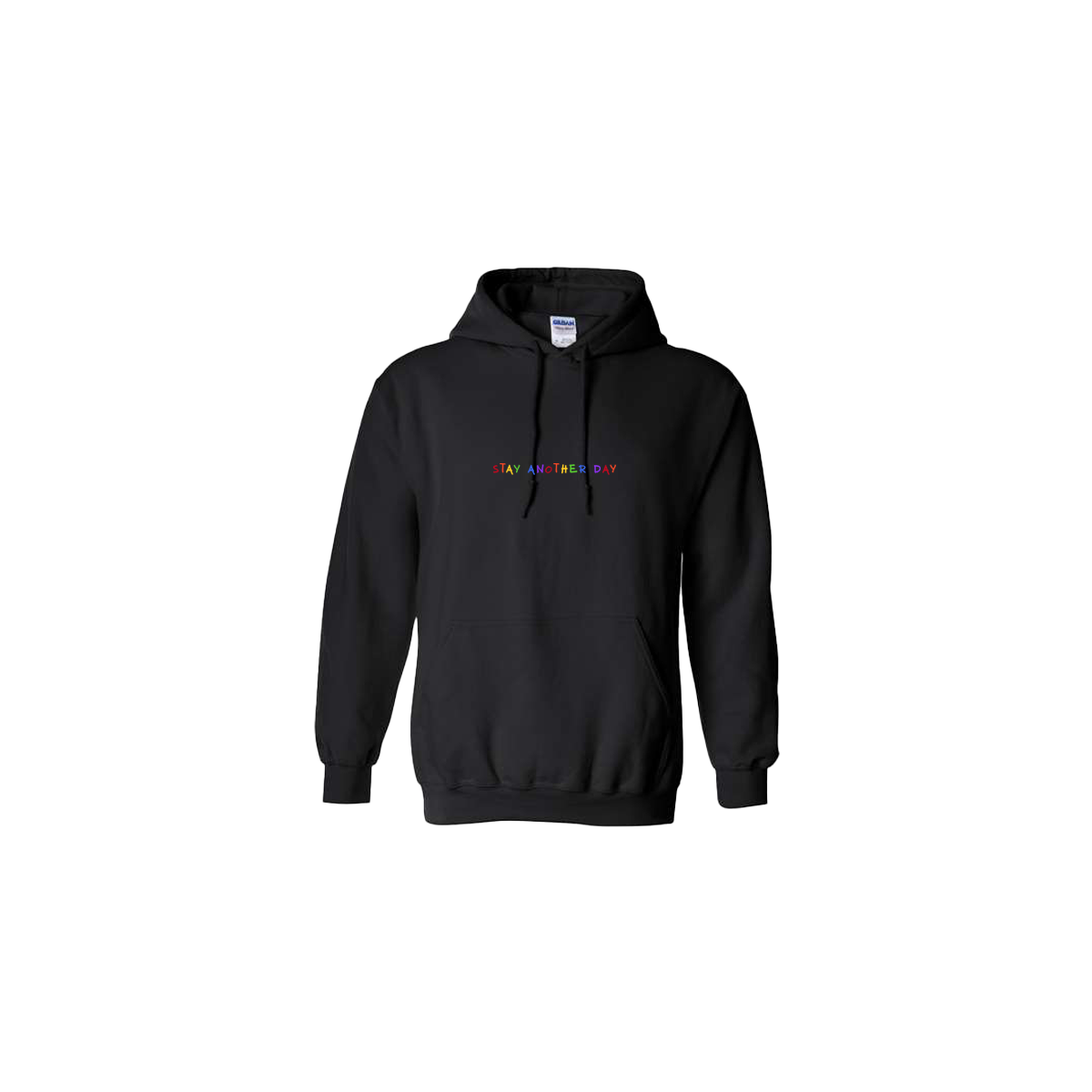 Stay Another Day Rainbow Embroidered Black Hoodie - Mental Health Awareness Clothing