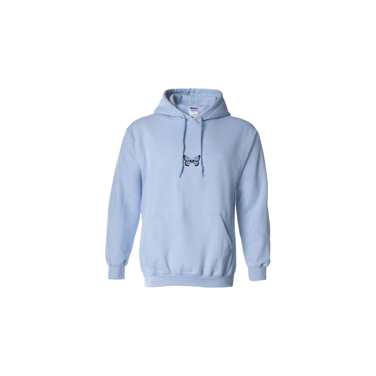 Butterfly Embroidered Light Blue Hoodie - Mental Health Awareness Clothing