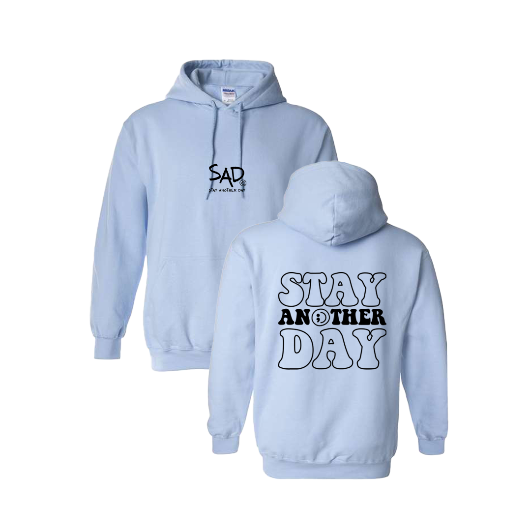 Stay Another Day Bubble Screen Printed Light Blue Hoodie - Mental Health Awareness Clothing