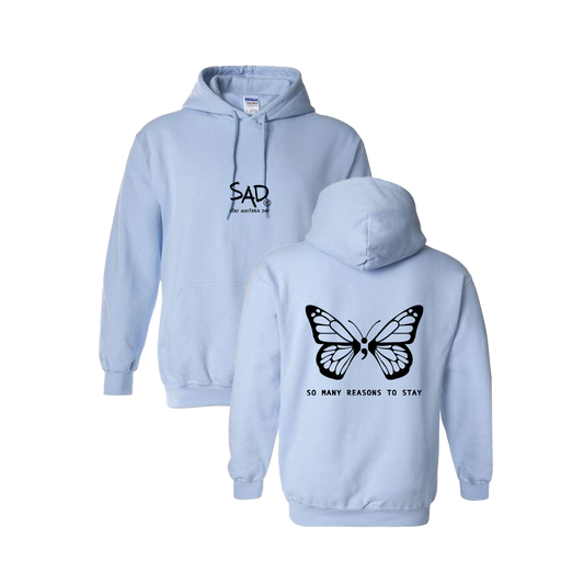 Light blue hoodie with white butterfly sale