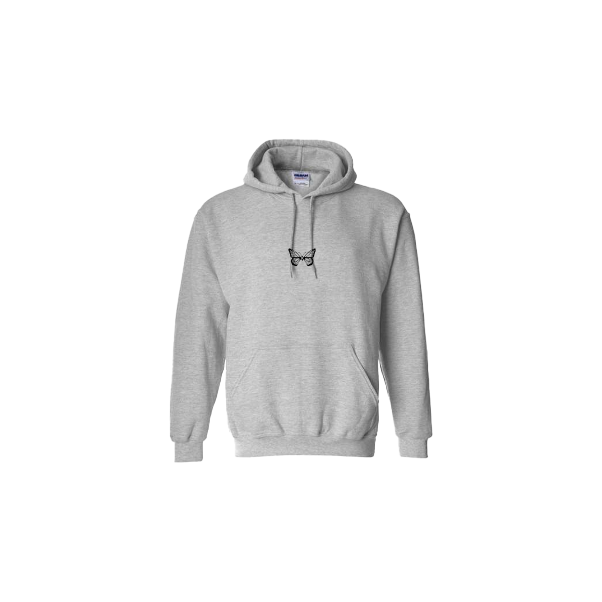 Butterfly Embroidered Grey Hoodie - Mental Health Awareness Clothing