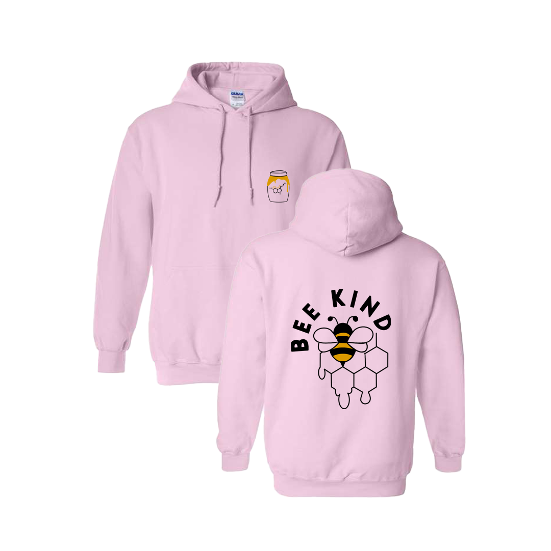 Bee Kind Honey Pot Screen Printed Light Pink Hoodie - Mental Health Awareness Clothing