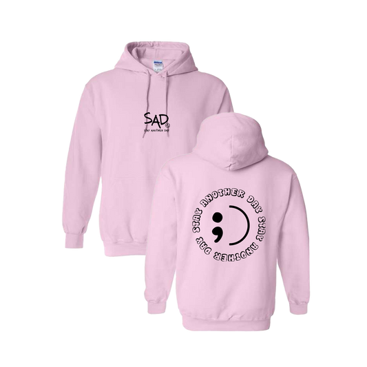 Stay Another Day Circle Screen Printed Light Pink Hoodie - Mental Health Awareness Clothing