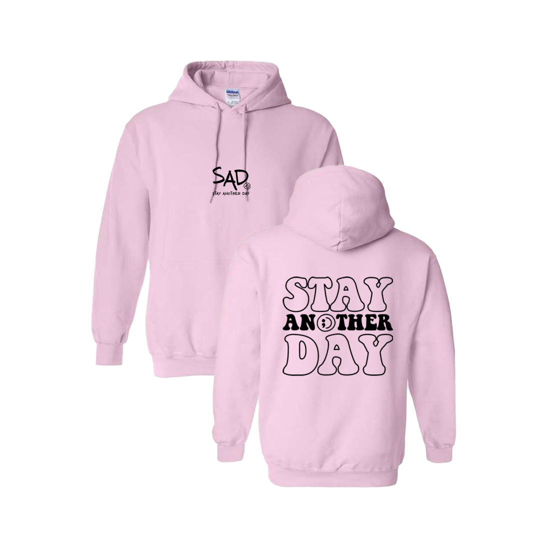 Stay Another Day Bubble Screen Printed Light Pink Hoodie - Mental Health Awareness Clothing