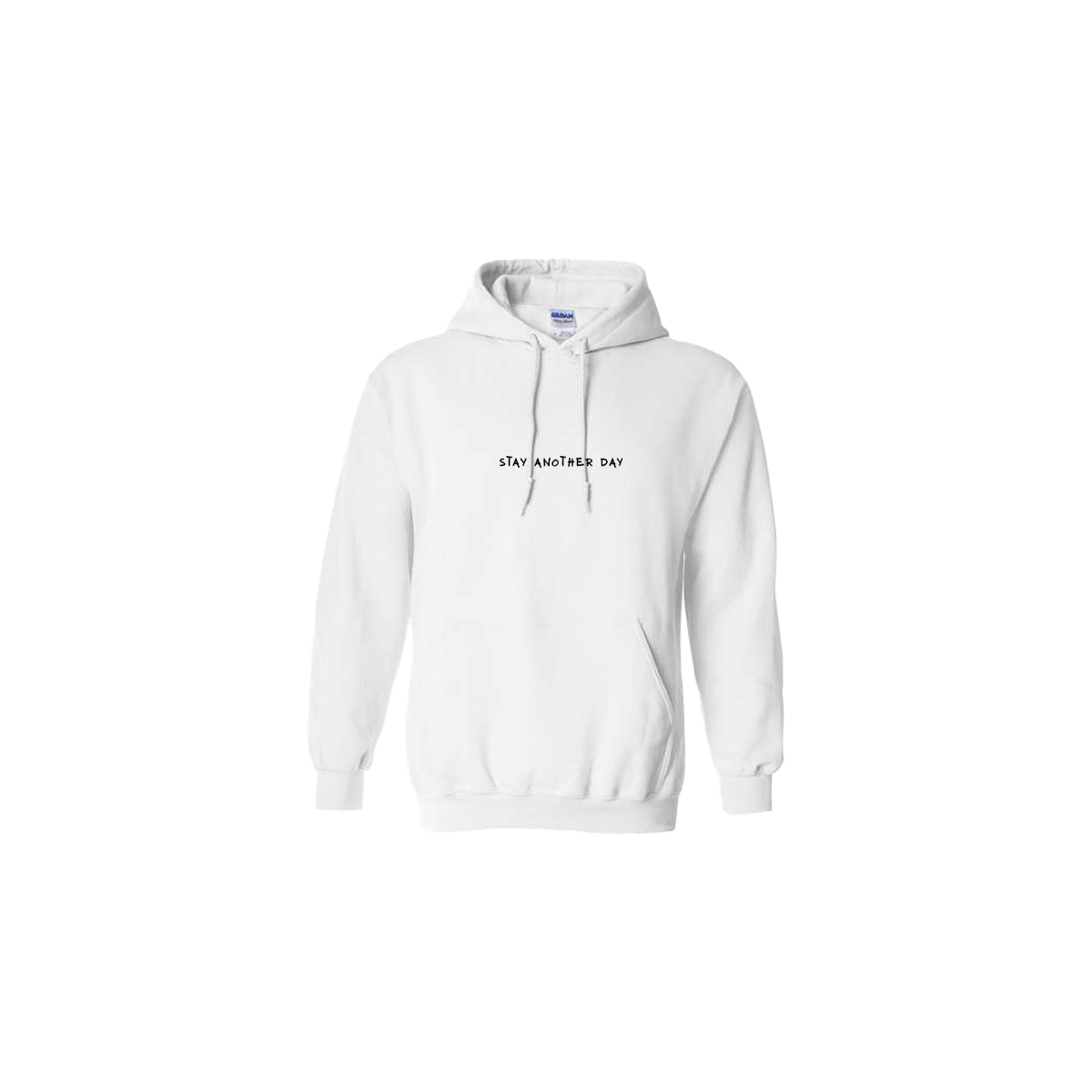 Stay Another Day Text Embroidered White Hoodie - Mental Health Awareness Clothing