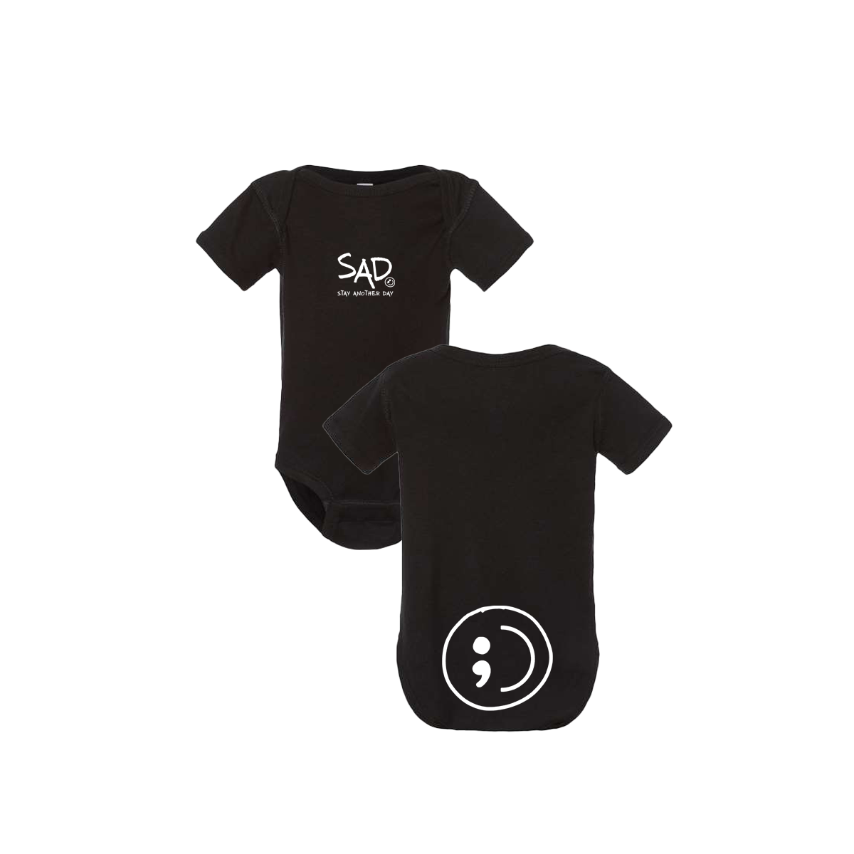 Stay Another Day Logo Print Infant Onesie Black