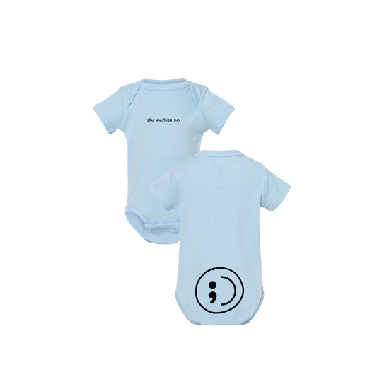 Stay Another Day Text Infant Onesie Blue
