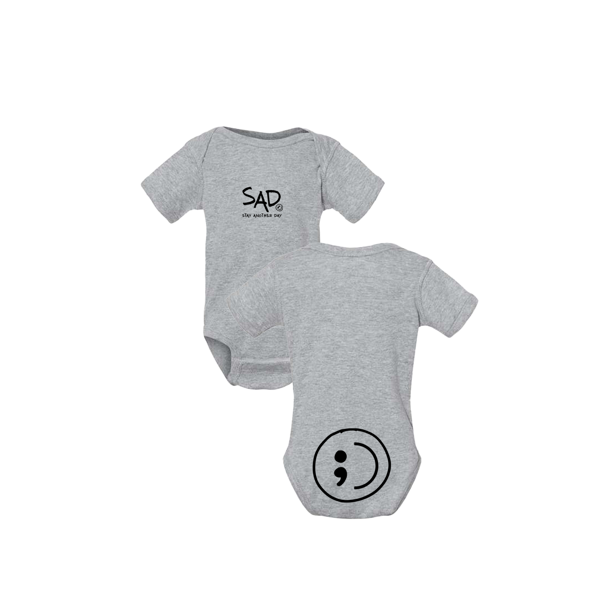 Stay Another Day Logo Print Infant Onesie Grey