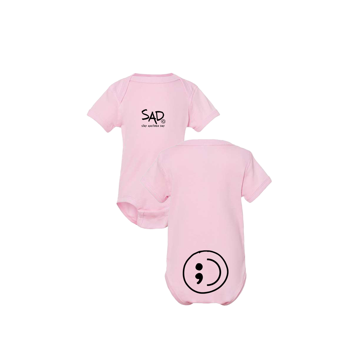 Stay Another Day Logo Print Infant Onesie Pink