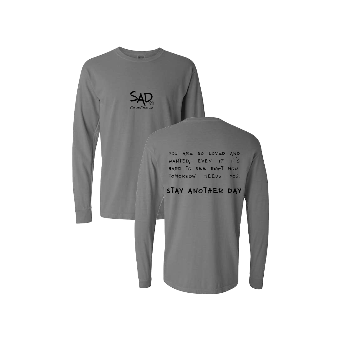 Stay Another Day Message Screen Printed GreyT-shirt - Mental Health Awareness Clothing