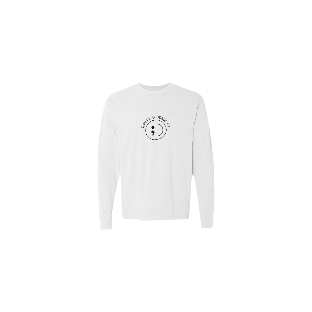 Tomorrow Needs You Embroidered White Long Sleeve Tshirt - Mental Health Awareness Clothing