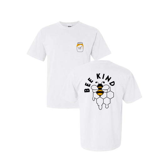 Bee Kind Honey Pot Screen Printed White T-shirt - Mental Health Awareness Clothing