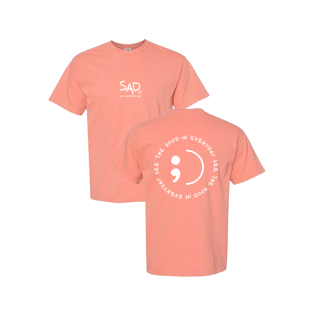 See The Good In Everyday Screen Printed Coral T-shirt - Mental Health Awareness Clothing