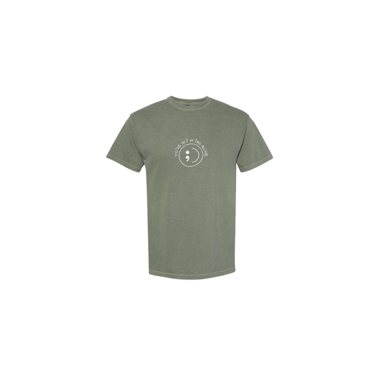 You're Not In This Alone Embroidered Army Green Tshirt - Mental Health Awareness Clothing