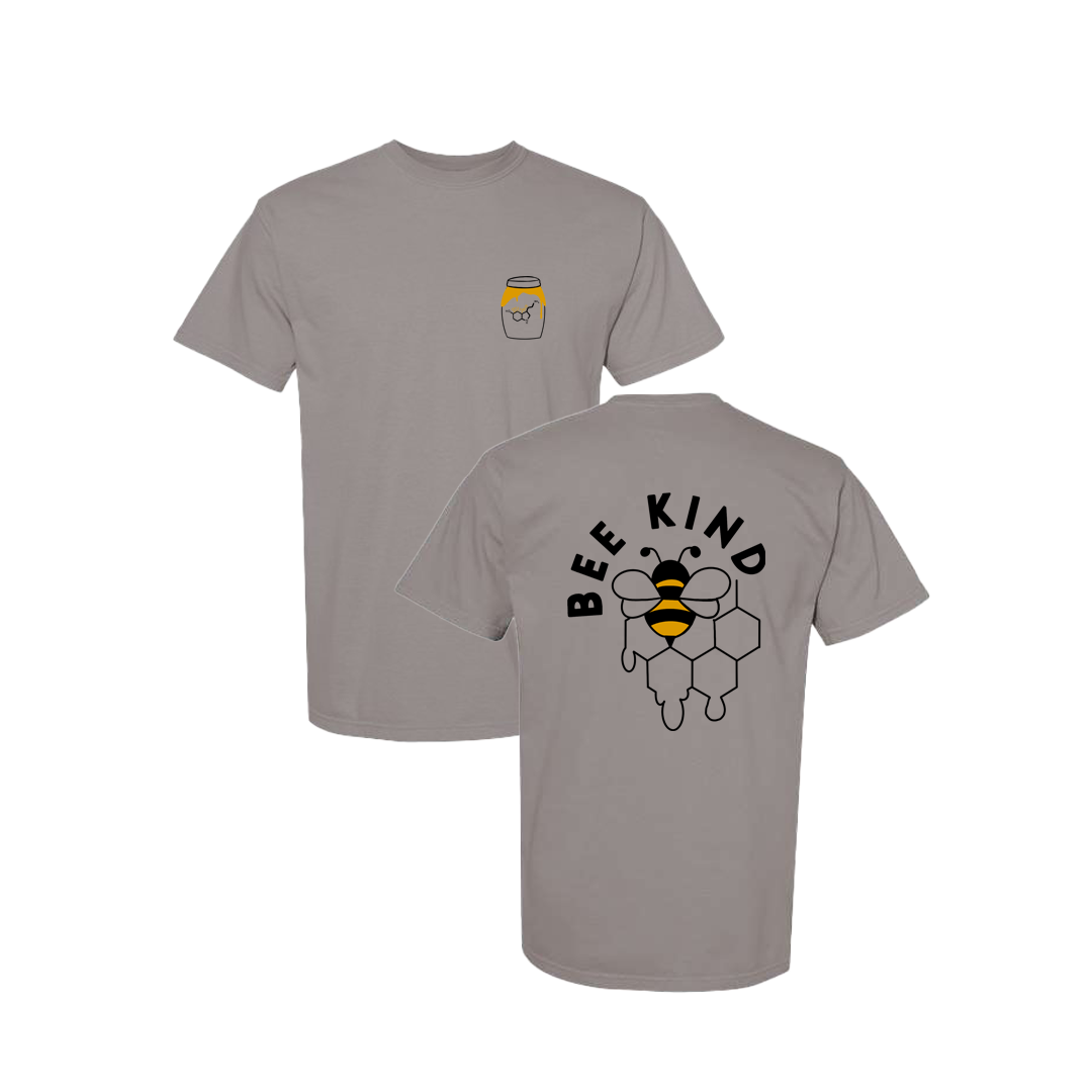 Bee Kind Honey Pot Screen Printed Grey T-shirt - Mental Health Awareness Clothing