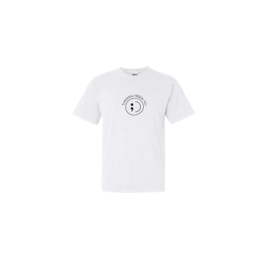 Tomorrow Needs You Embroidered White Tshirt - Mental Health Awareness Clothing