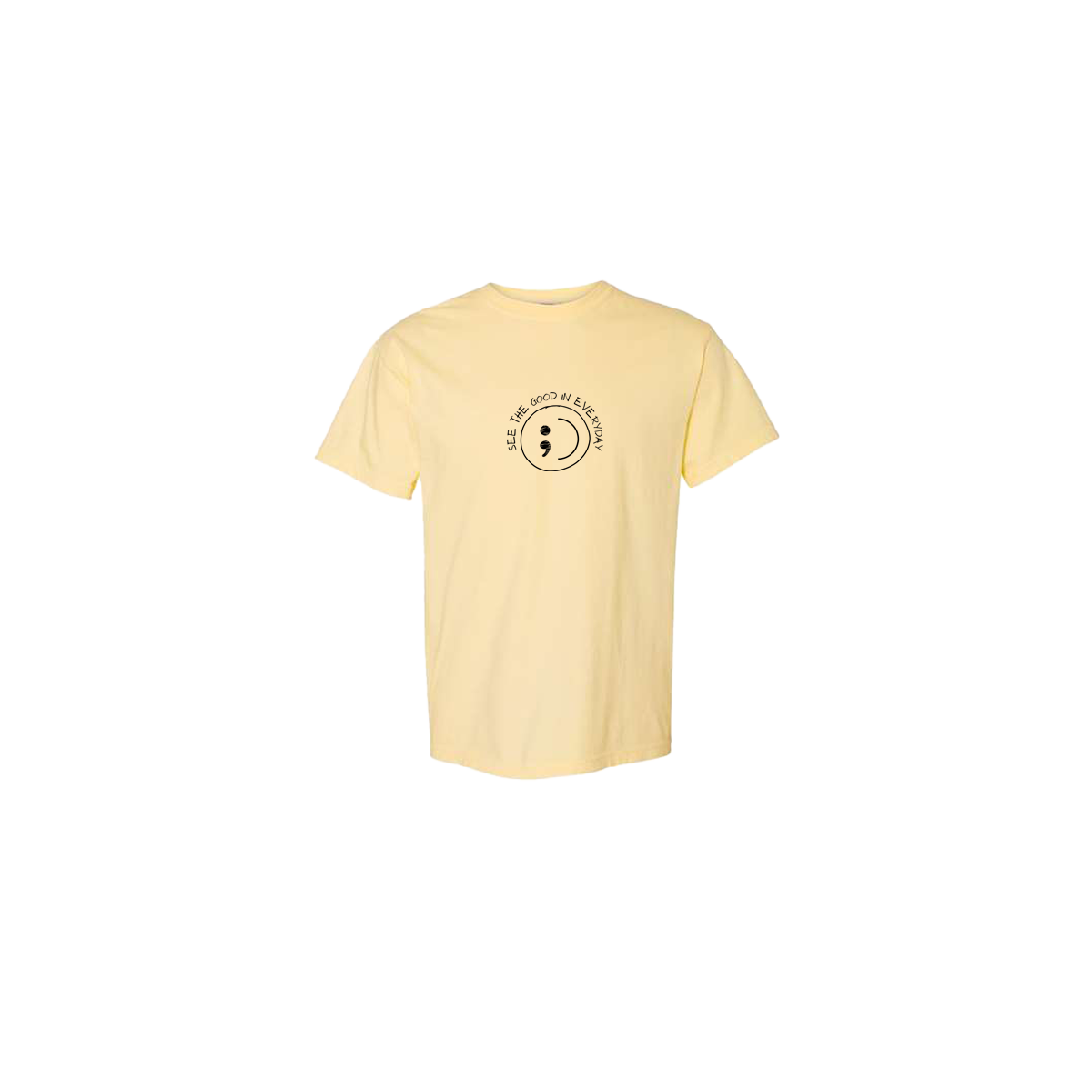 See the Good in Everyday Smiley Embroidered Yellow Tshirt - Mental Health Awareness Clothing