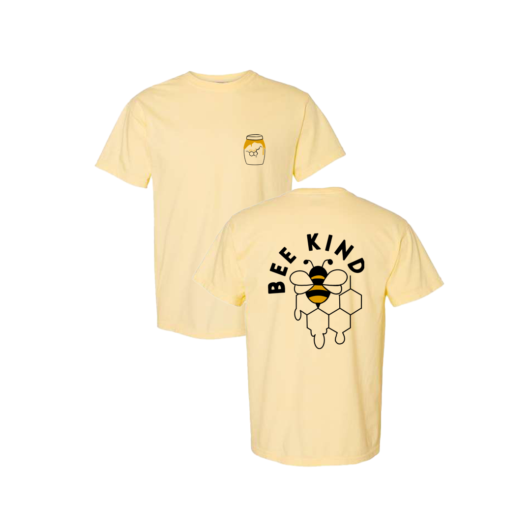 Bee Kind Honey Pot Screen Printed Yellow T-shirt - Mental Health Awareness Clothing