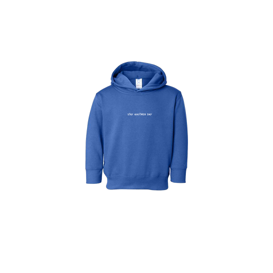 Stay Another Day Text Screen Printed Royal Blue Toddler Hoodie