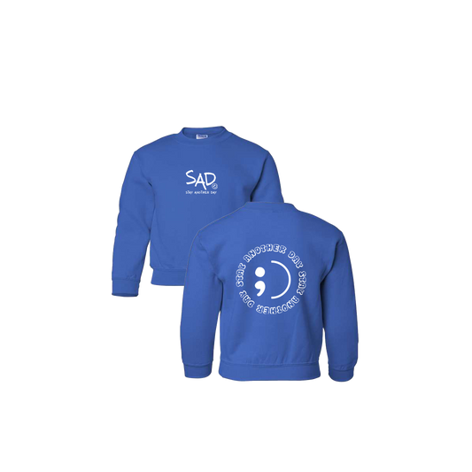 Stay Another Day Circle Screen Printed Royal Blue Youth Crewneck