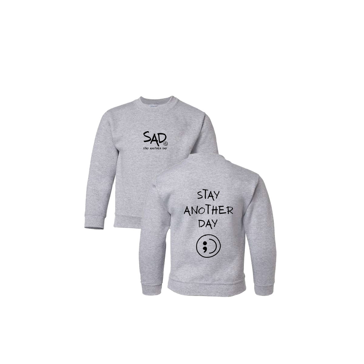 Stay Another Day Screen Printed Sport Grey Youth Crewneck