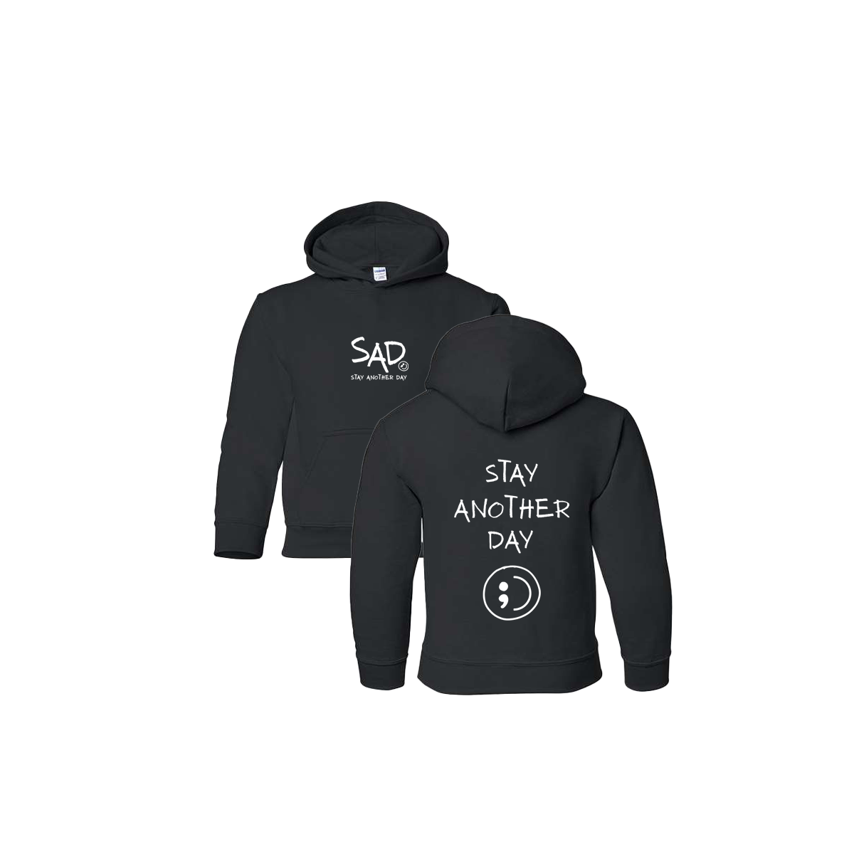 Stay Another Day Screen Printed Black Youth Hoodie