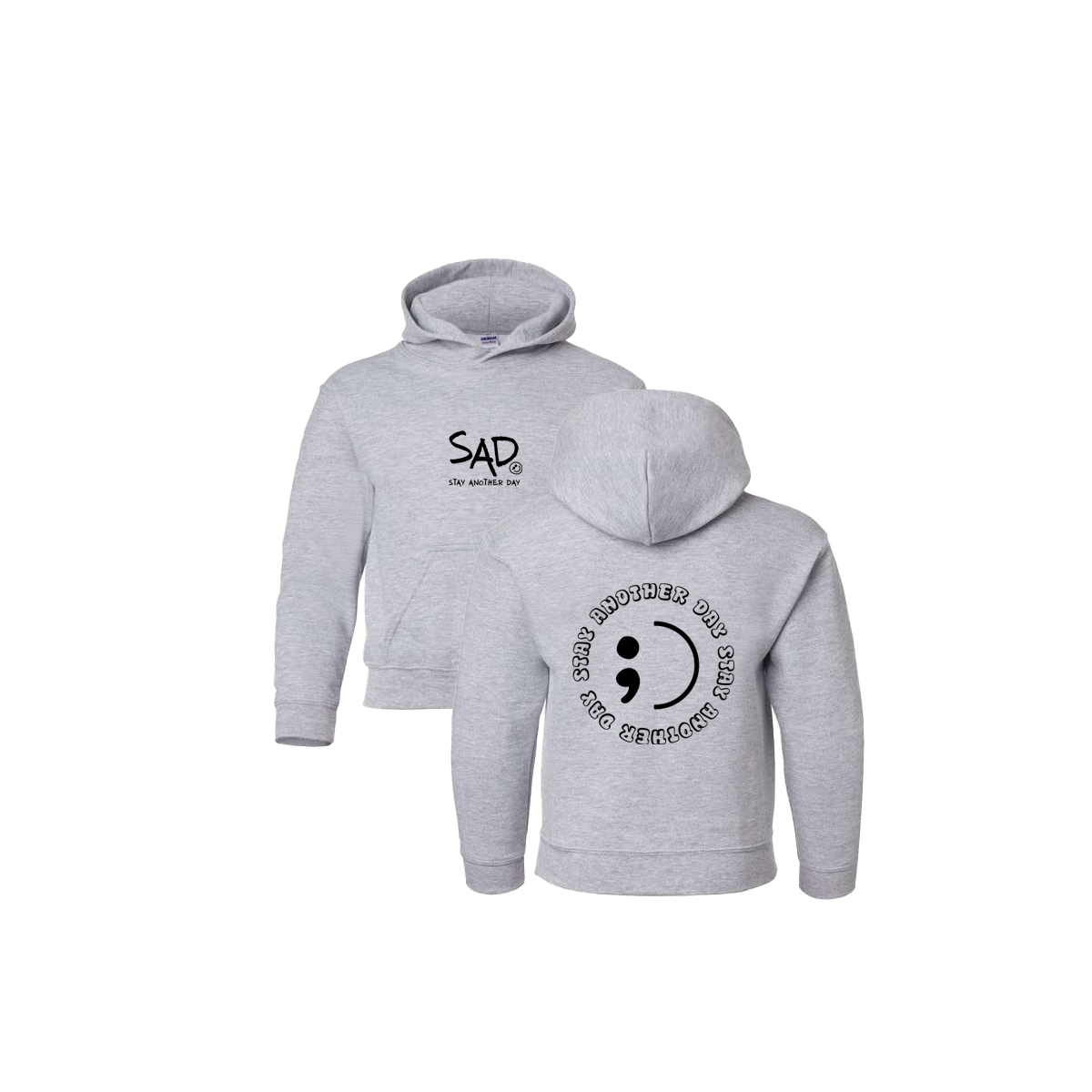 Stay Another Day Circle Screen Printed Grey Youth Hoodie