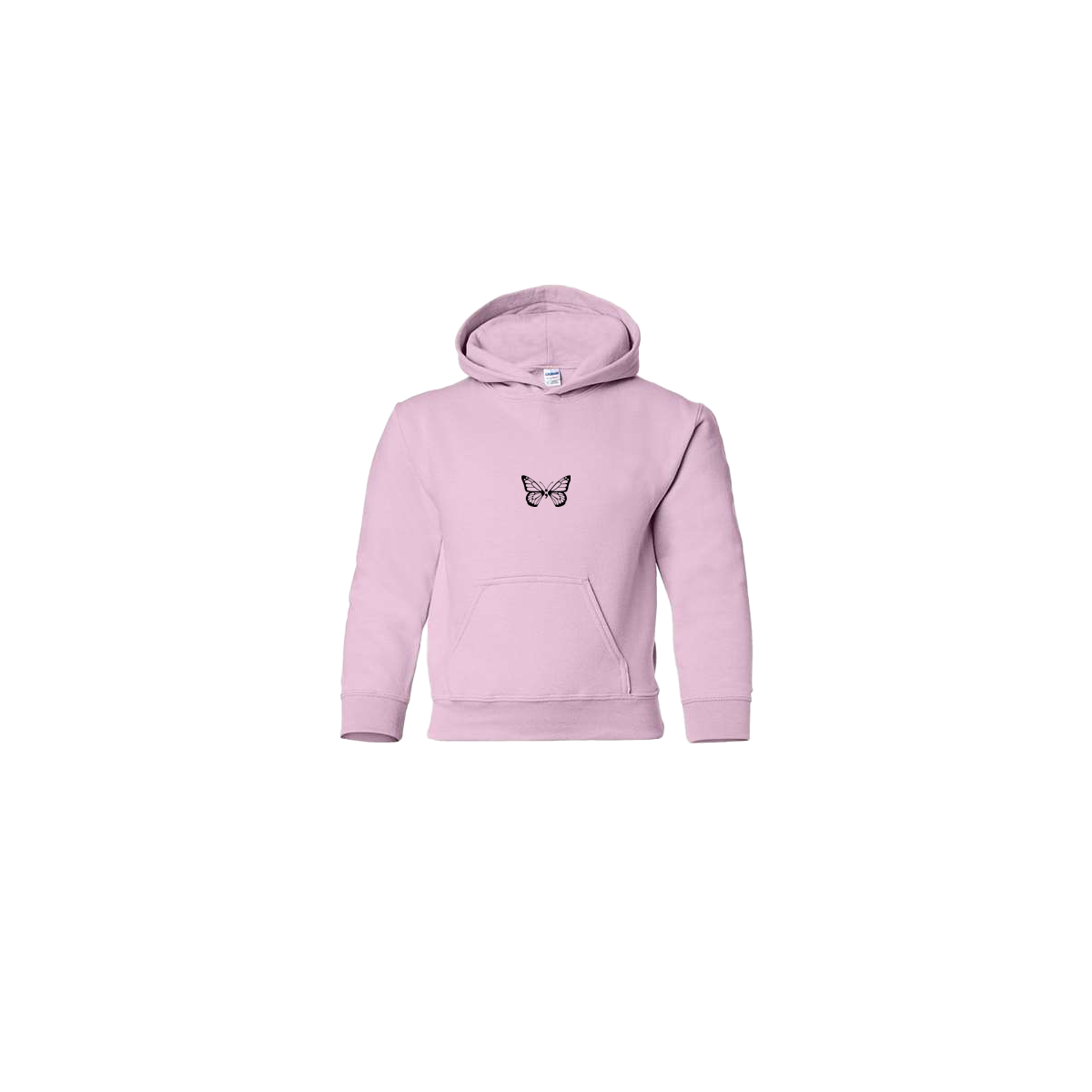 Butterfly Embroidered Light Pink Youth Hoodie