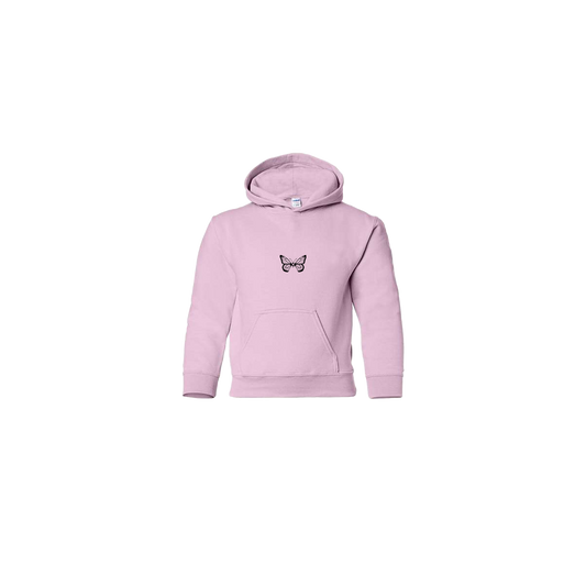 Butterfly Embroidered Light Pink Youth Hoodie