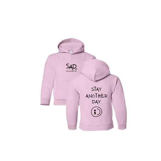 Stay Another Day Screen Printed Light Pink Youth Hoodie
