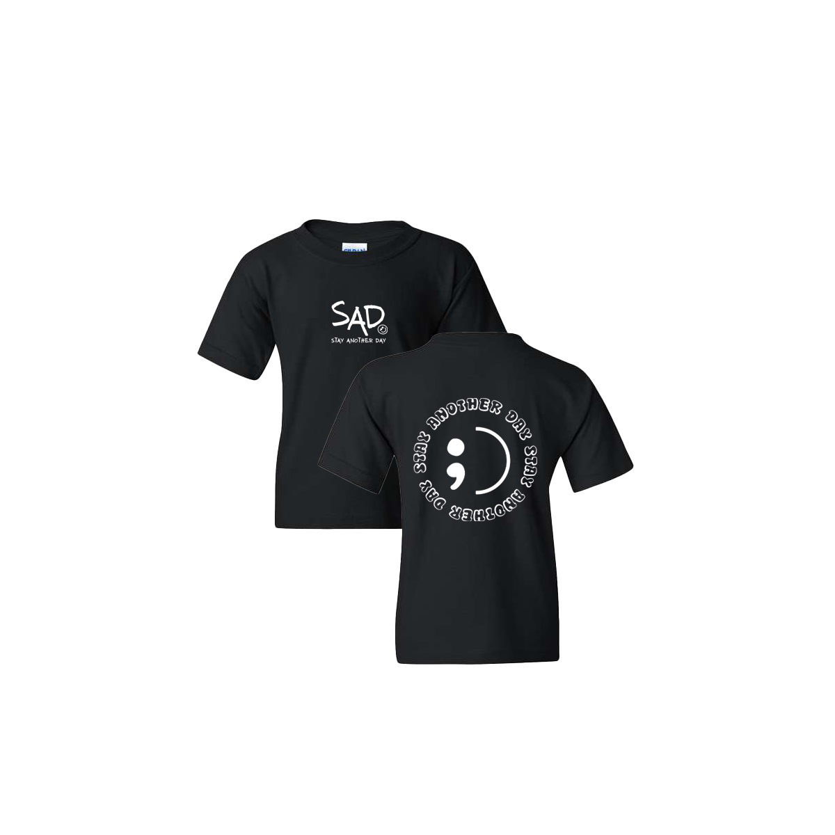 Stay Another Day Circle Screen Printed Black Youth Tshirt