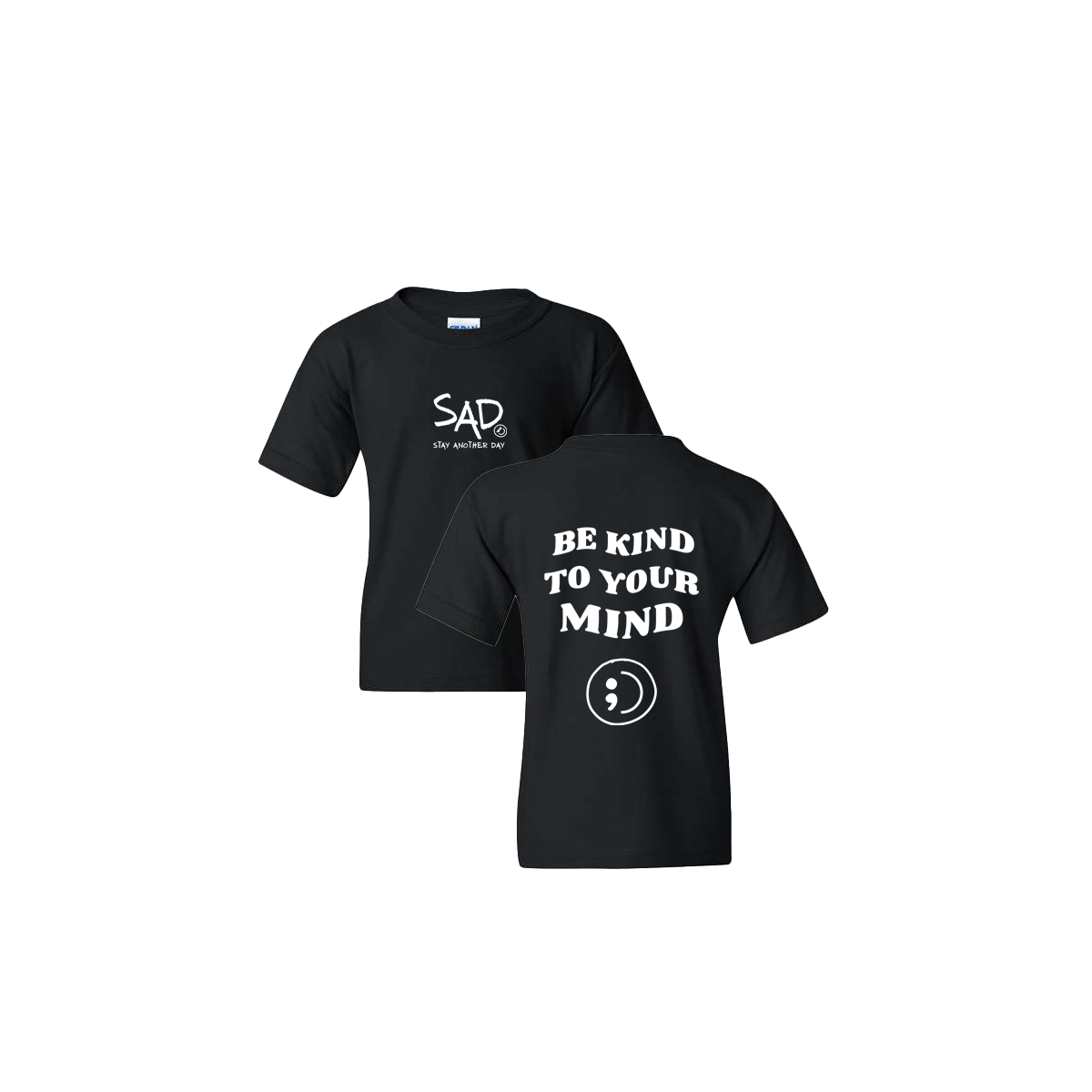 Be Kind To Your Mind Screen Printed Black Youth Tshirt