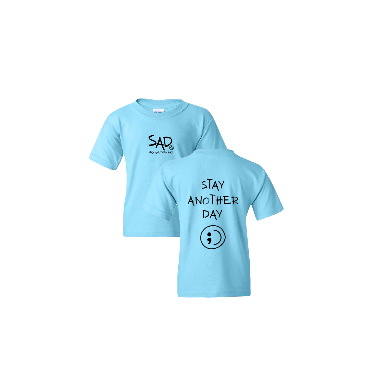 Stay Another Day Screen Printed Sky Blue Youth Tshirt