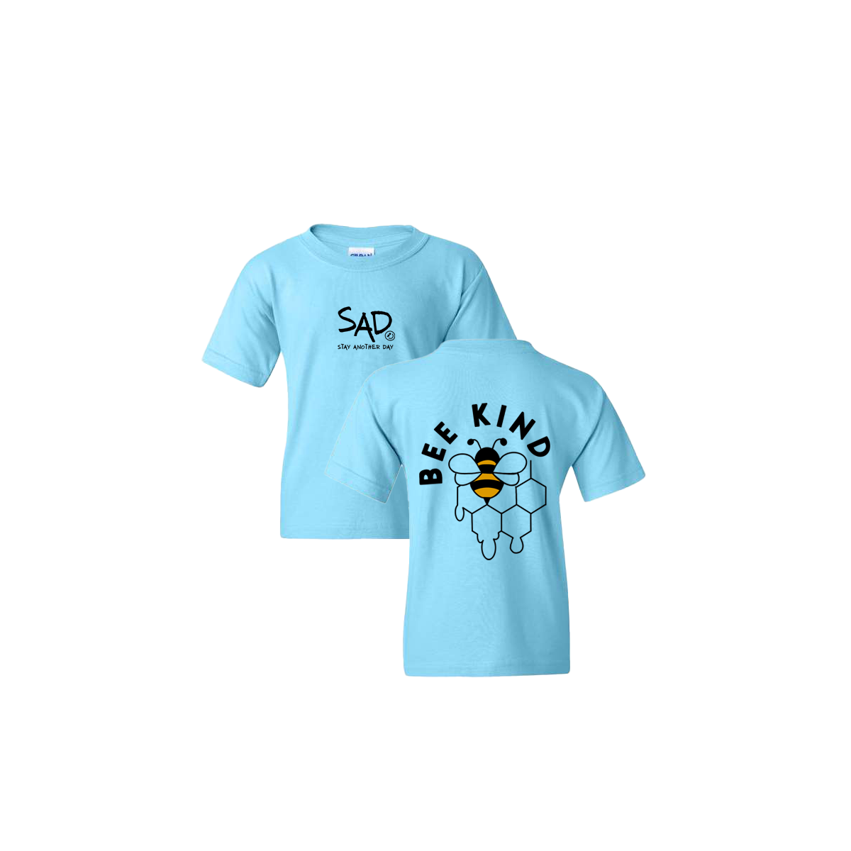 Bee Kind Honey Pot Screen Printed Sky Blue Youth Tshirt