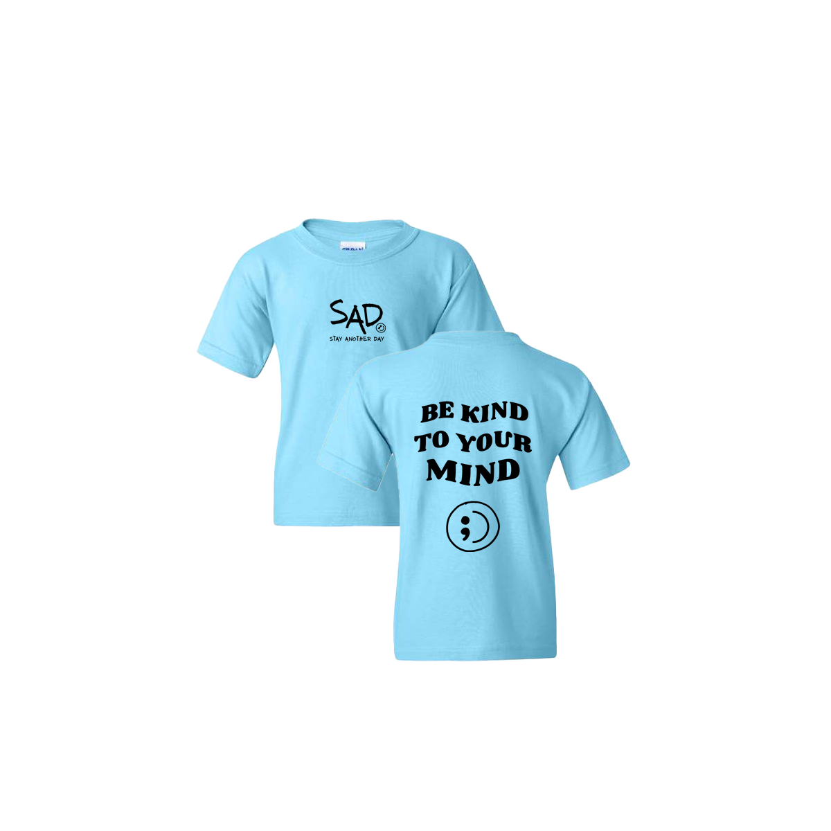 Be Kind To Your Mind Screen Printed Sky Blue Youth Tshirt