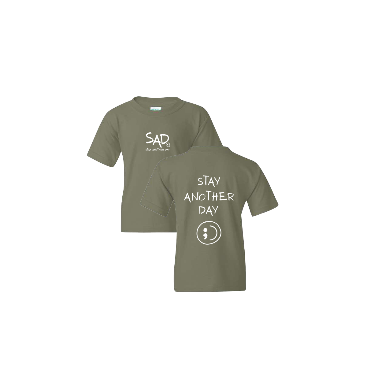 Stay Another Day Screen Printed Military Green Youth Tshirt