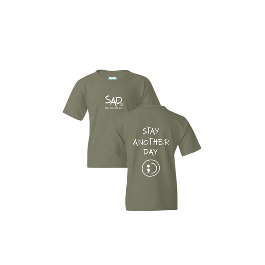 Stay Another Day Screen Printed Military Green Youth Tshirt