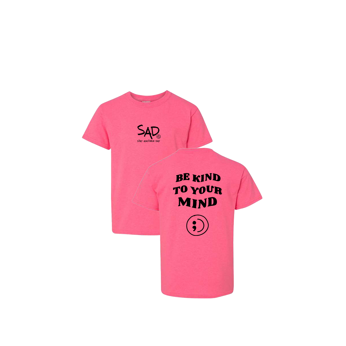 Be Kind To Your Mind Screen Printed Safety Pink Youth Tshirt
