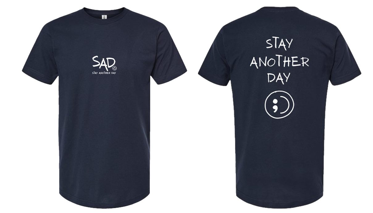 SAD Navy Screen Printed T-Shirt